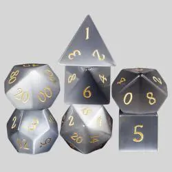 Grey Opal Gem Dice D&D Polyhedral Dice Set