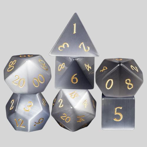 Grey Opal Gem Dice D&D Polyhedral Dice Set