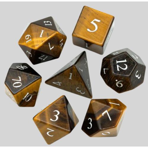 Tiger's Eye D&D Dice Set - 7PC RPG Dice Game Set