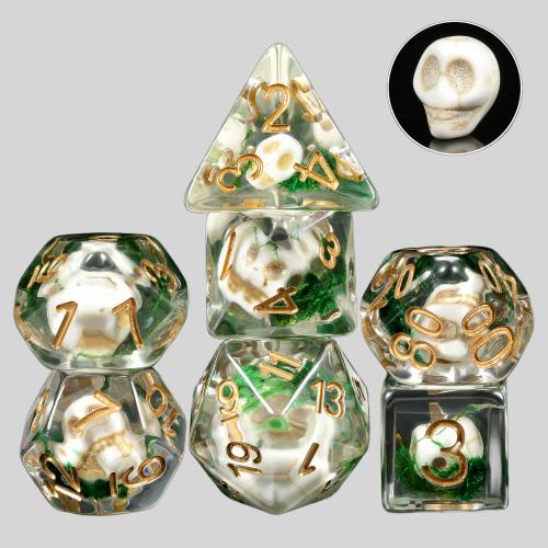 DND Skull Resin Dice Set - Custom D&D Polyhedral Dice