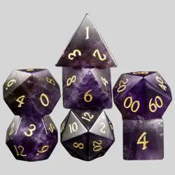 Amethyst D&D Dice - Natural Gemstone Polyhedral Set