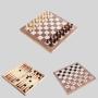 3-in-1 Wooden Chess Folding Game Set - Travel Chess Checkers Backgammon