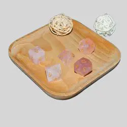 Pink Quartz D&D Dice Set - Custom Font & Logo