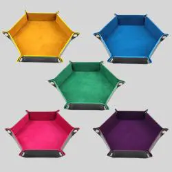 Hexagonal Dice Tray - PU Velvet TCG DND Storage Box