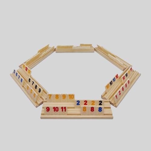 Custom Wooden Rummy Game Set - 4 Racks, 106 Tiles