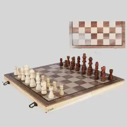 Foldable Wooden Chess Set - 2 Extra Queens