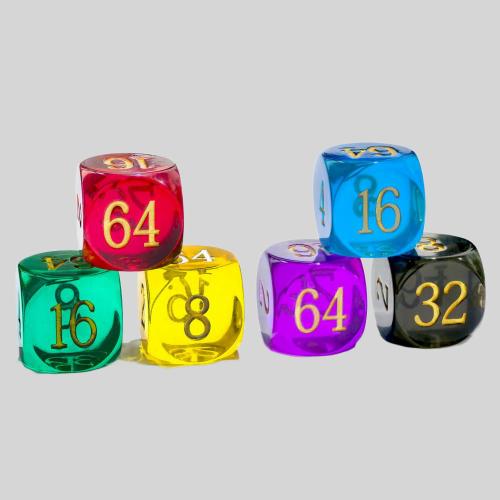 Translucent Backgammon Doubling Dice - 30mm Assorted Colors