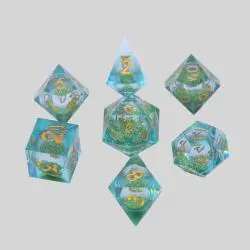 7pcs D&D Green Resin Polyhedral Dice Set