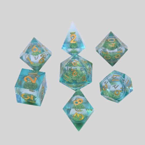 7pcs D&D Green Resin Polyhedral Dice Set