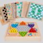 2 in 1 Wooden Board Game - Ludo Chess Monopoly