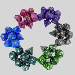 Custom 7PC Colored Jade Polyhedral Dice Set - Plastic