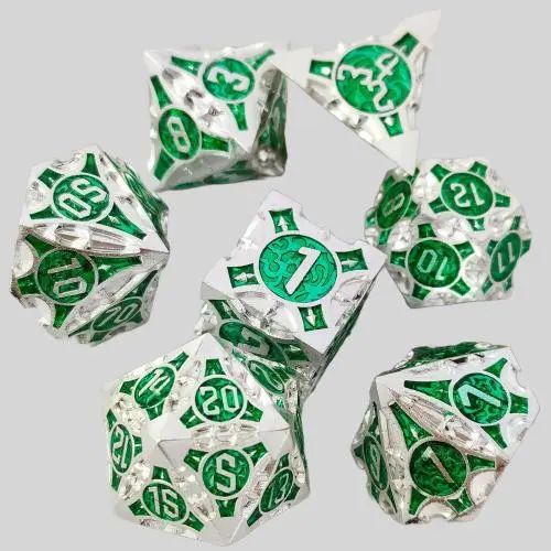 DND Metal Dice Set - 7 Pcs Polyhedral RPG Dice