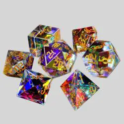 Rainbow Prism DND Gem Dice Set - 20mm, Custom Logo