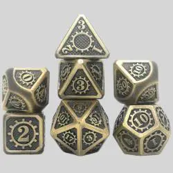 Metal Polyhedral Dice Set - 7pc Bulk Custom D20 Dice