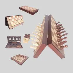 2 in 1 Magnetic Chess & Checkers Board Gift Box