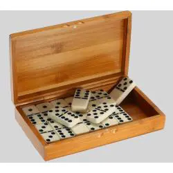 Classic Domino Chips Ivory Set - 28pcs Mahjong Game Wooden Box