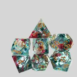 Custom D&D Polyhedral Dice Set - 7pcs Resin Flower Dice