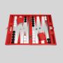 Red Leather Backgammon Chess Set - Kids Game with Table