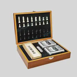 Custom Wood Chess Domino Set - Novelty Gift Promotion