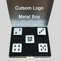 Custom Metal Dice - Black Side, Engraved, Small Packaging