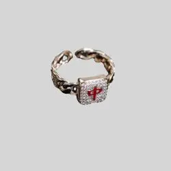 Gold Plated Mahjong Ring, Copper Inlay Wealth Ring, Good Luck New Year Gift
