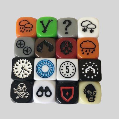 Custom 16mm D6 Acrylic Dice - Glow in Dark, OEM Engraved