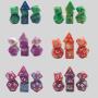 Acrylic Multi Color Dice Set - DND RPG Polyhedral Dice with Velvet Bag