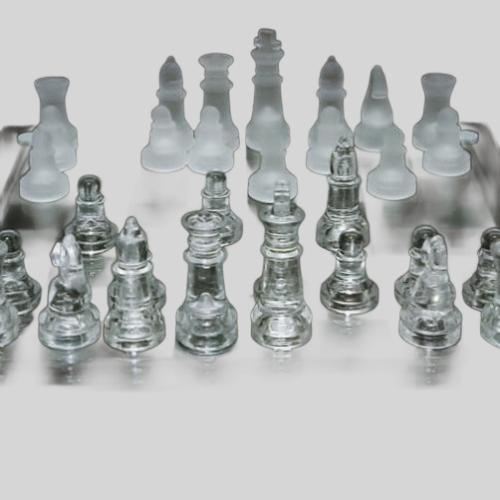 Glass Chess Set 20x20cm Transparent Board Game Set HOOLEESH HL397