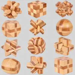 Bamboo Luban Lock Puzzle Toys - Vintage Wooden Gift