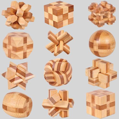 Bamboo Luban Lock Puzzle Toys - Vintage Wooden Gift