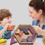 Hexagonal Wooden Puzzle Toys, Montessori Educational Games