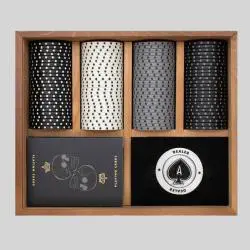 Luxury Poker Chip Set with Wooden Gift Box & Dice