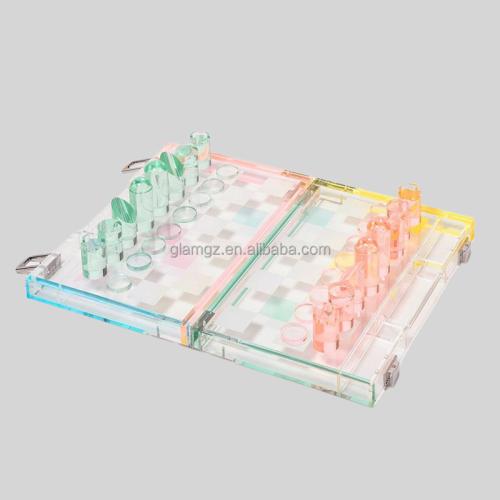 Acrylic Christmas Chess Set - Lucite Block Game Gift