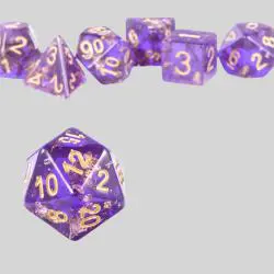 Gold Glitter DND Dice Set - Resin Polyhedral Dice for RPG Games