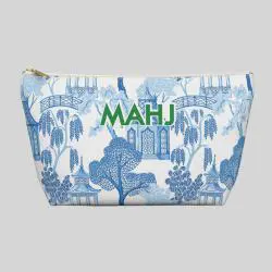 Mahjong Tile Bag Canvas Polyester Blue Chinoiserie Storage