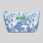 Mahjong Tile Bag Canvas Polyester Blue Chinoiserie Storage