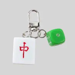 Mahjong Dice Keychain - Resin Amulet Luck Charm