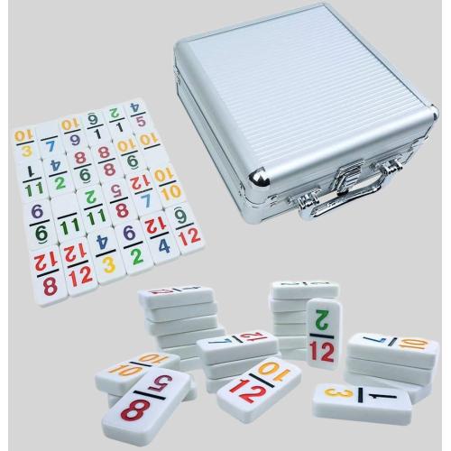 Mexican Train Dominoes - 91 Tiles, Double 12 Colored Number Dominoes