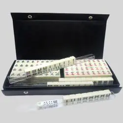 Luxury Custom Mahjong Set with Pushers, PU Leather Case