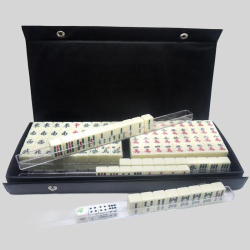 Luxury Custom Mahjong Set with Pushers, PU Leather Case