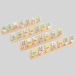 Wooden Domino Mahjong Rack Mexican Train Holder