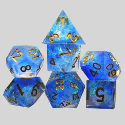 Sharp Edge Resin DND Dice Set - 7Pcs Blue RPG Dice