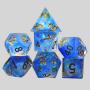 Sharp Edge Resin DND Dice Set - 7Pcs Blue RPG Dice