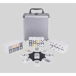 12 Colored Dot Domino Set - Mexican Train Game with Case