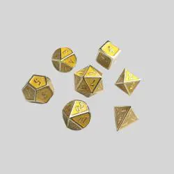 Custom DND Metal Dice - Yellow Polyhedral Logo Engraved Zinc Alloy