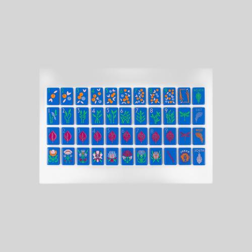 Hand Painted Mahjong Tile Set, Acrylic Art Nouveau Game Set