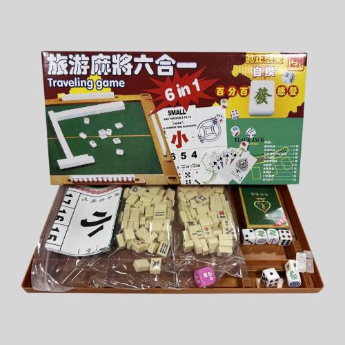 Portable Mahjong Set - 6 Games 1 Table Folding Travel Game