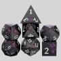 Metal DND Dice Set - Black & Purple Polyhedral Dice