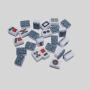 Chinese Mahjong Game Set - 144 Pieces Blue-Gray Marble Gift Box