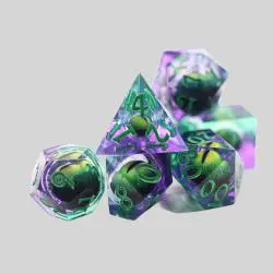 2023 Resin D&D Dice Set - Purple & Green Dragon Eye Dice
